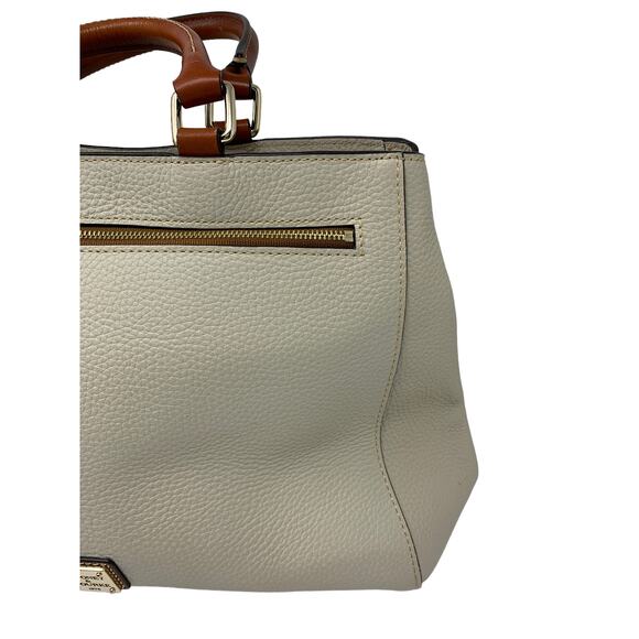 Dooney & Bourke Pebble Grain Leather Small Satchel Bag Purse Bone White - Picture 5 of 11
